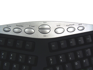 Closeup of Hot Keys on Adesso Tru-Form Media Fixed Split Keyboard 